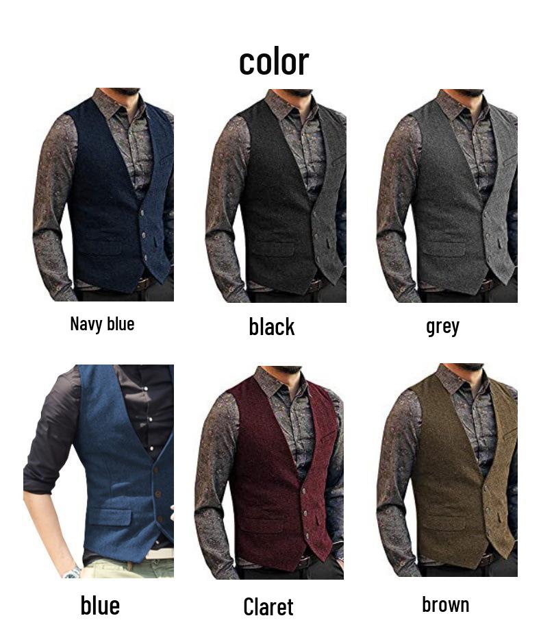 Męska dopasowana kamizelka casualowa jednorzędowa - Idealna dla Pana Młodego i drużbów