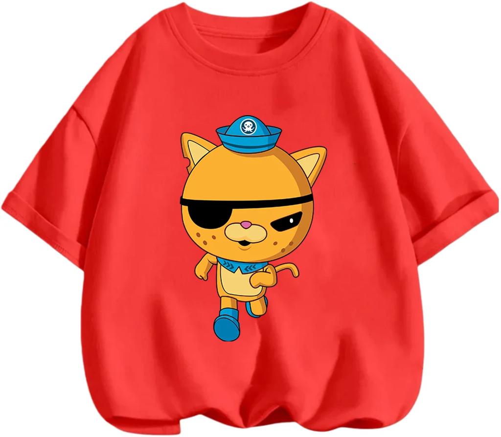 Adorable Cartoon Octonauts T Shirt Casual Street Leisure Tops Summer Daily Outfits For Little Boys And Girls