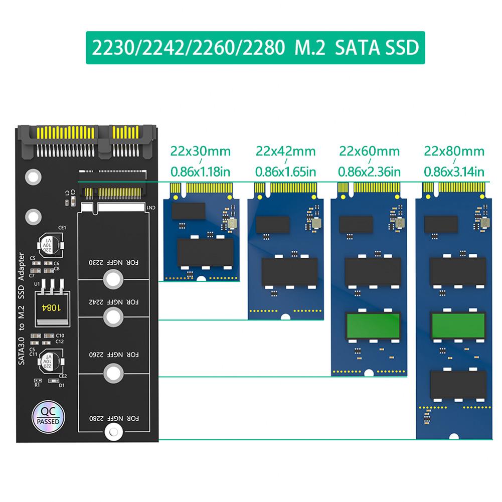 M.2 Key B SSD To SATA 2.5 Adapter for NGFF M.2 2280 2260 2242 2230 SSD Large IC (Not for M.2 NVME)