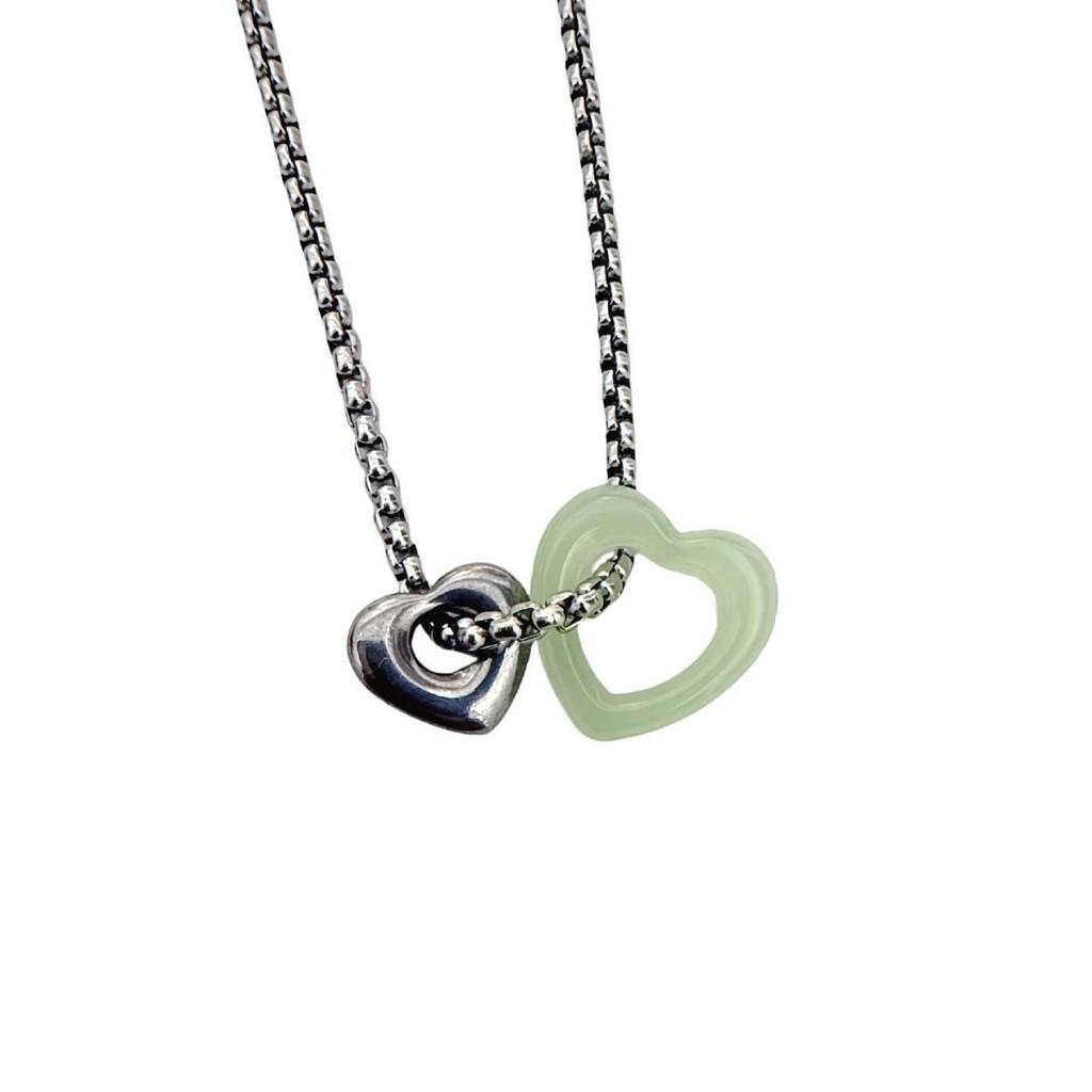New Chinese Style Heartshaped Pendant Necklace With Titanium Steel Cross Chain For Women