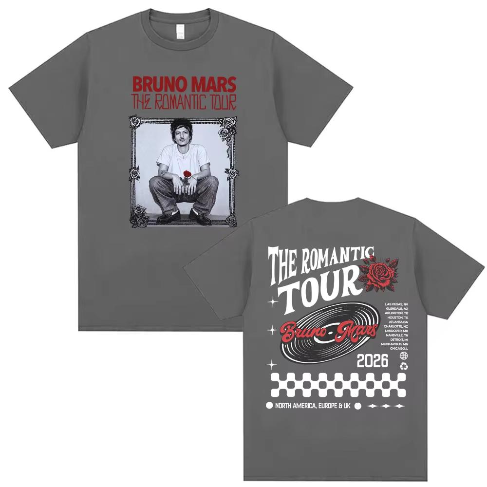 Bruno Mars The Romantic Tour 2026 Spring summer new Print T Shirt Men Women Hip Hop Punk Pop Music Tshirt High Quality Cozy Top