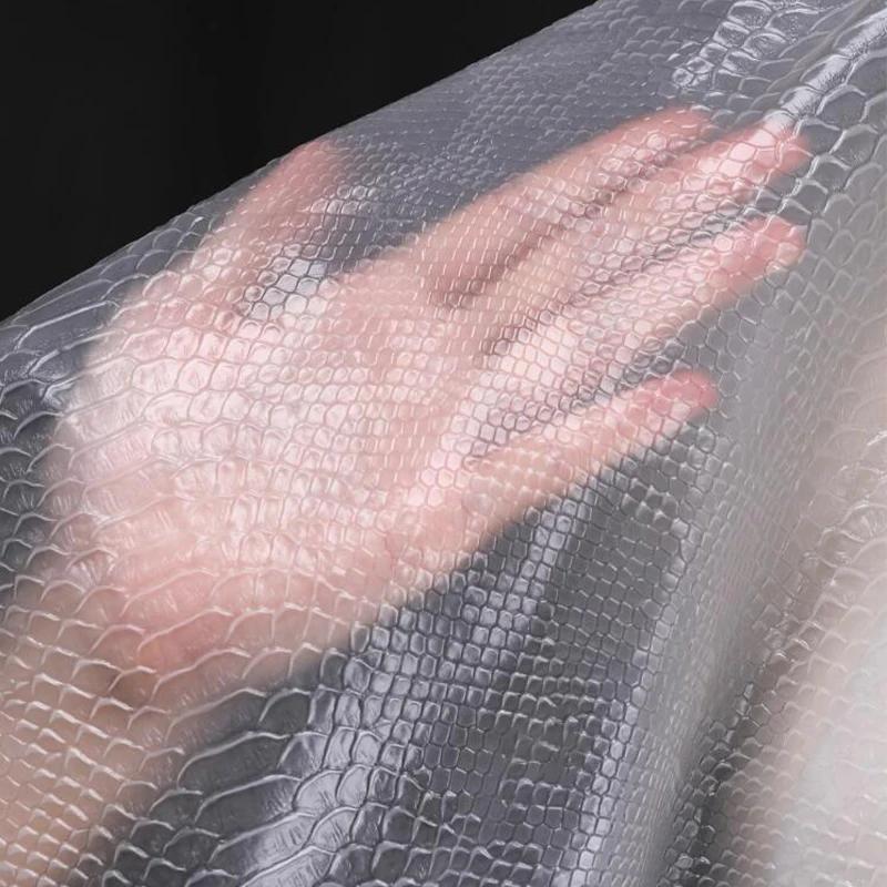 Transparent/Frosted TPU Waterproof Fabric Snake Skin Pattern Tarp Creative Bottoming Shirt Skirt Clothing Fabric for DIY Sewing