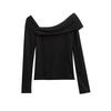 2025 New Trendy Korean Style One-Shoulder Long-Sleeve Top
