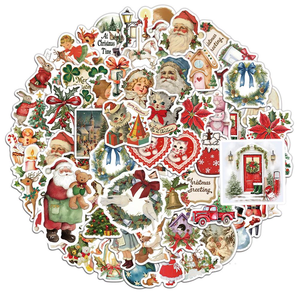 10/30/50PCS Cartoon Cute Romantic Christmas Stickers Retro DIY Scrapbook Laptop Waterproof Aesthetic Decoration Decals Toys