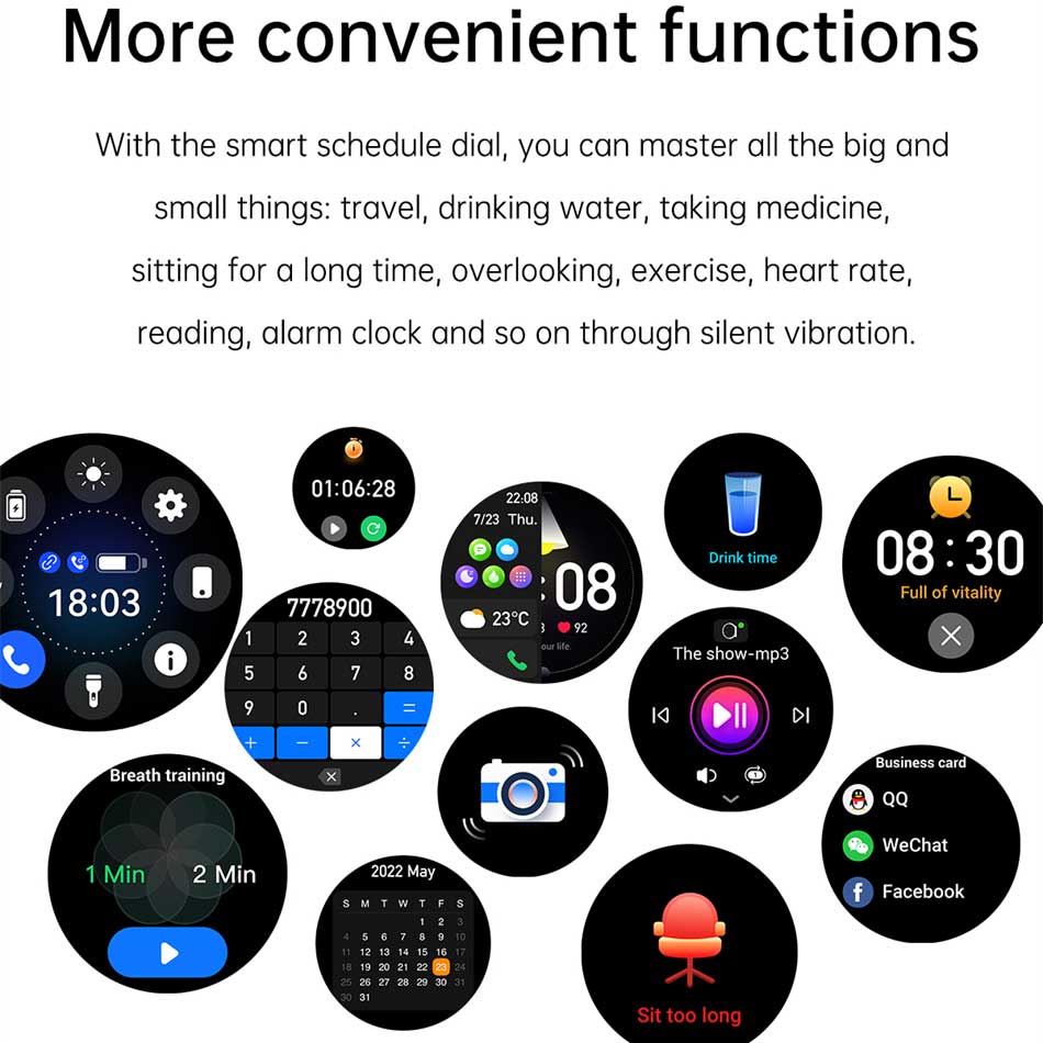 Smart Talk Watch Damen AMOLED Display NFC Steuerung Mass Dail Bluetooth Anruf Smartwatch Herzfrequenz Blutdruck Frauengesundheit