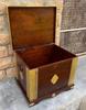 Wood Painted Carved Storage Box Coffee Table-Wood Central Chest with Floral Carved Trunk for Home Décor Organizing Artwork Home Furniture