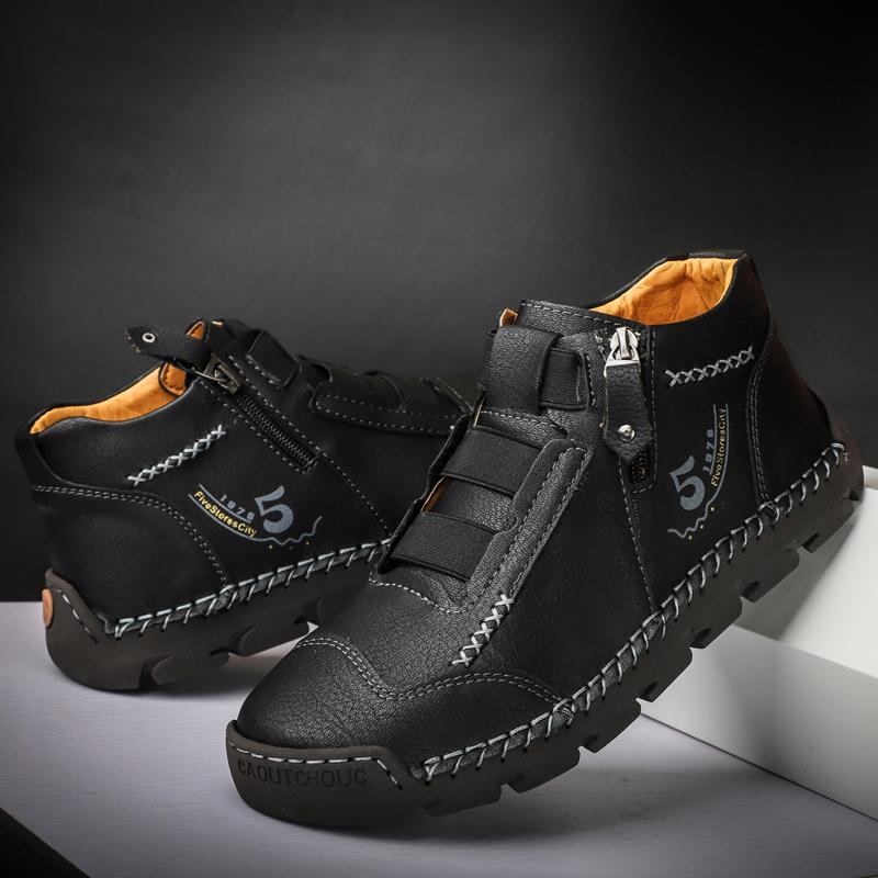 Plus Size Luxury Brand Men Casual Shoes Fashion Men's Boots Genuine Leather Ankle Boots Handmade Work Shoes Designer Short Boots