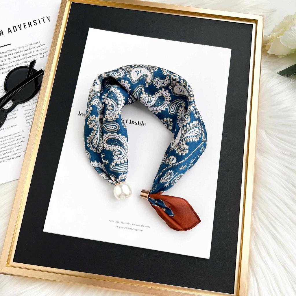 Magnetic Buckle Silk Scarf Headband Internet Celebrity New Magnetic Buckle Bracelet Small Long Women's Summer Casual Necklace Diamond Neck Band