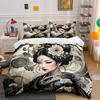 Traditional Japanese Geisha Decor Set Soft Comfortable Duvet Cover Bedding Set Included 1*Duvet Cover & 2*Pillowcases, Gift