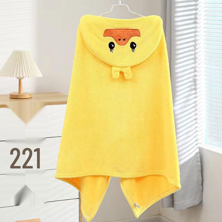 

Kids Hooded Bath Towel Cape - Absorbent, Quick-Dry, Cartoon Coral Fleece Bathrobe 70*140cm