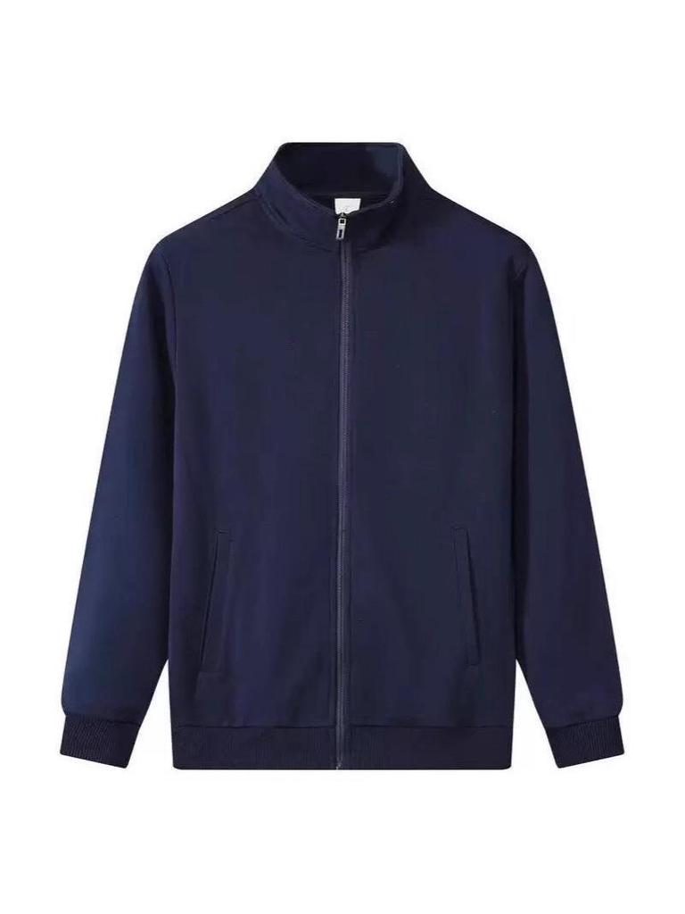 Unisex Korean Style Zip-Up Loose Jacket - Casual Solid Color Outerwear, Plus Size Available