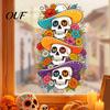 Flexible Cut To Size Window Film Skeleton Undead Static Sticker, Waterproof PVC Decorative Decals, Durable Seasonal Art for Parties Autumn Harvest