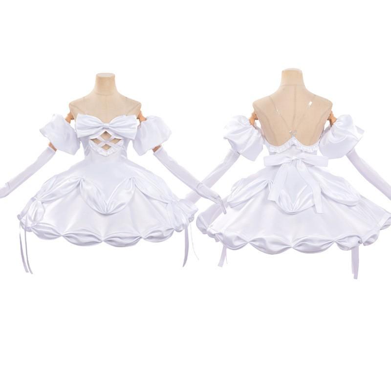 Blood Ghost Stage Cosplay Costume White Puff Sleeve Dress Full Set Anime Role Play Outfit