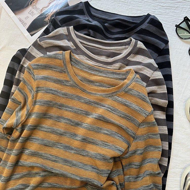 VAYLA New Women's Loose Long Sleeve T-Shirt Spring Autumn Striped Top Comfortable