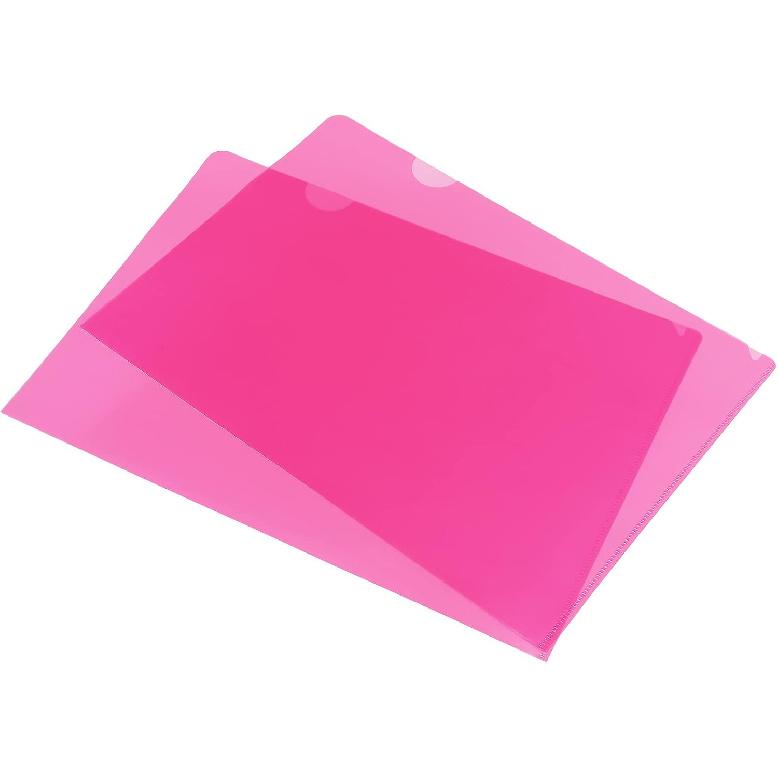 PATIKIL L Type Folders 12 Pack A4 Plastic File Project Pockets Clear Paper Document Jacket Sleeve for Office, Pink