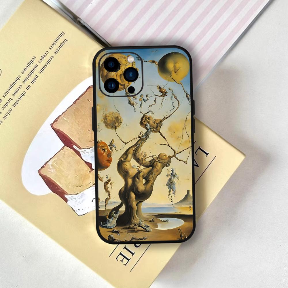 Salvador Dali Art Phone Case FUNDA For IPhone 12 11 13 14 15 16 Max Pro Plus Mini Soft Silicone Black Cover