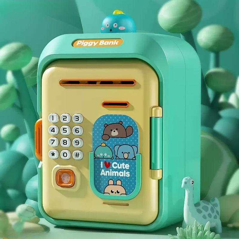 Bebek Elektronik Kumbarası Para MİNİ ATM Birikim Kutusu Şifre Simüle Parmak İzi Para Bankası Nakit Bozuk Para Çocuk Doğum Günü Hediyesi