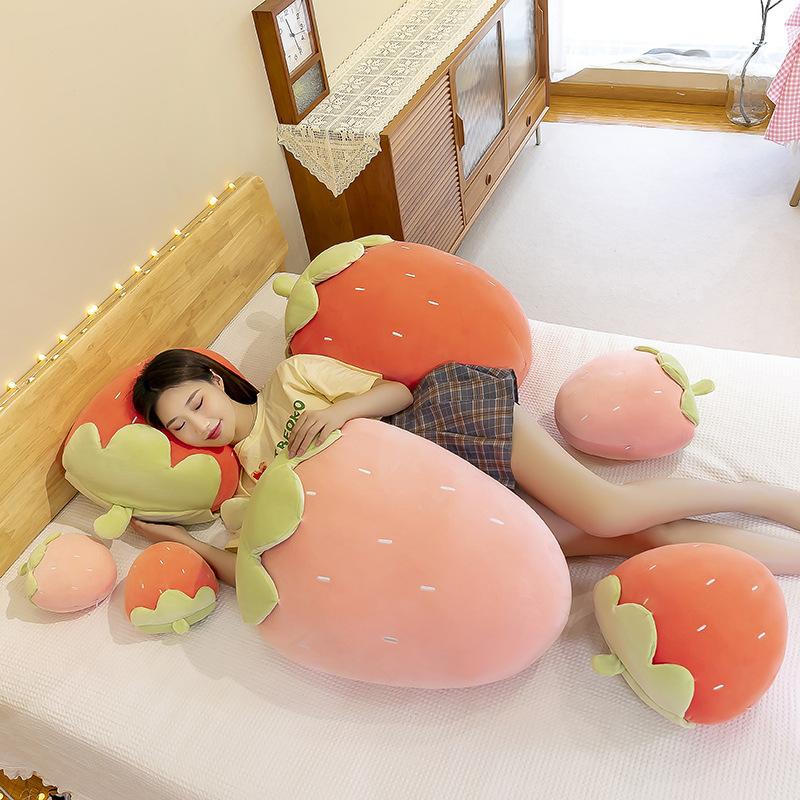Simulated Big Strawberry Throw Pillow Cute Plush Toy Large Girl Girl Heart Fruit Cushion Drama Doll