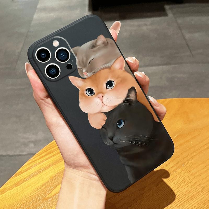 Love cat pattern design phone case suitable for iPhone 17 16 15 14 13 12 11 Pro/Max/Plus anti drop and shockproof back cover