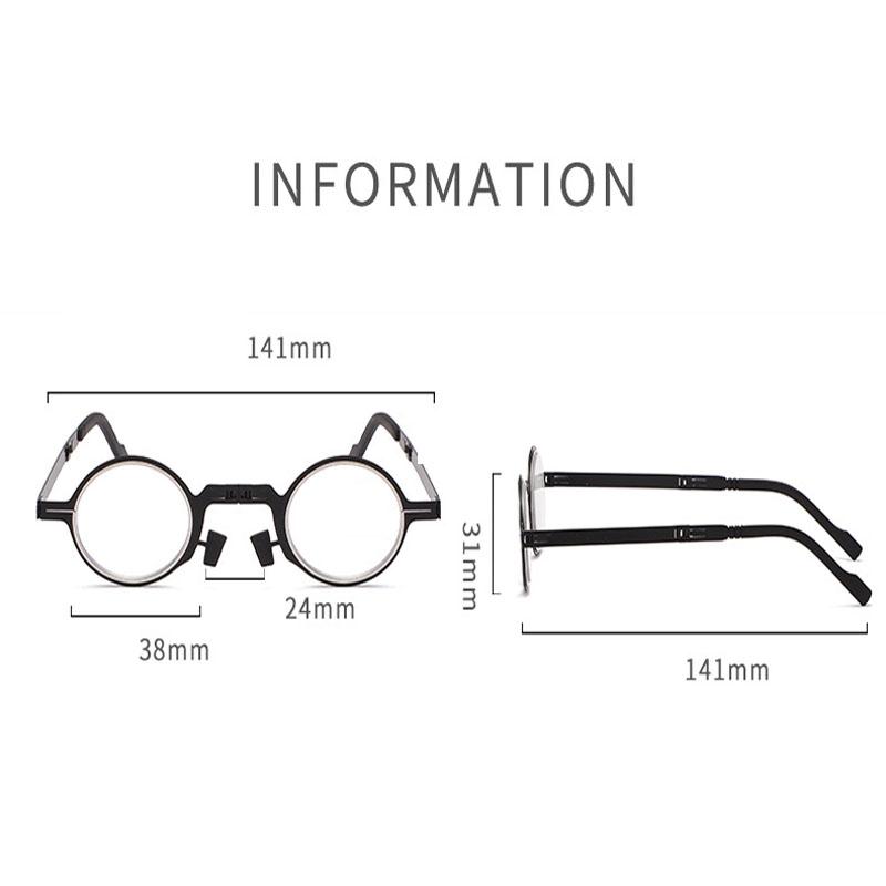 Portable Reading Glasses Hd Folding Middle-aged And Elderly Reading Glasses For Men And Women Imitation Retro Ultra-light Circle