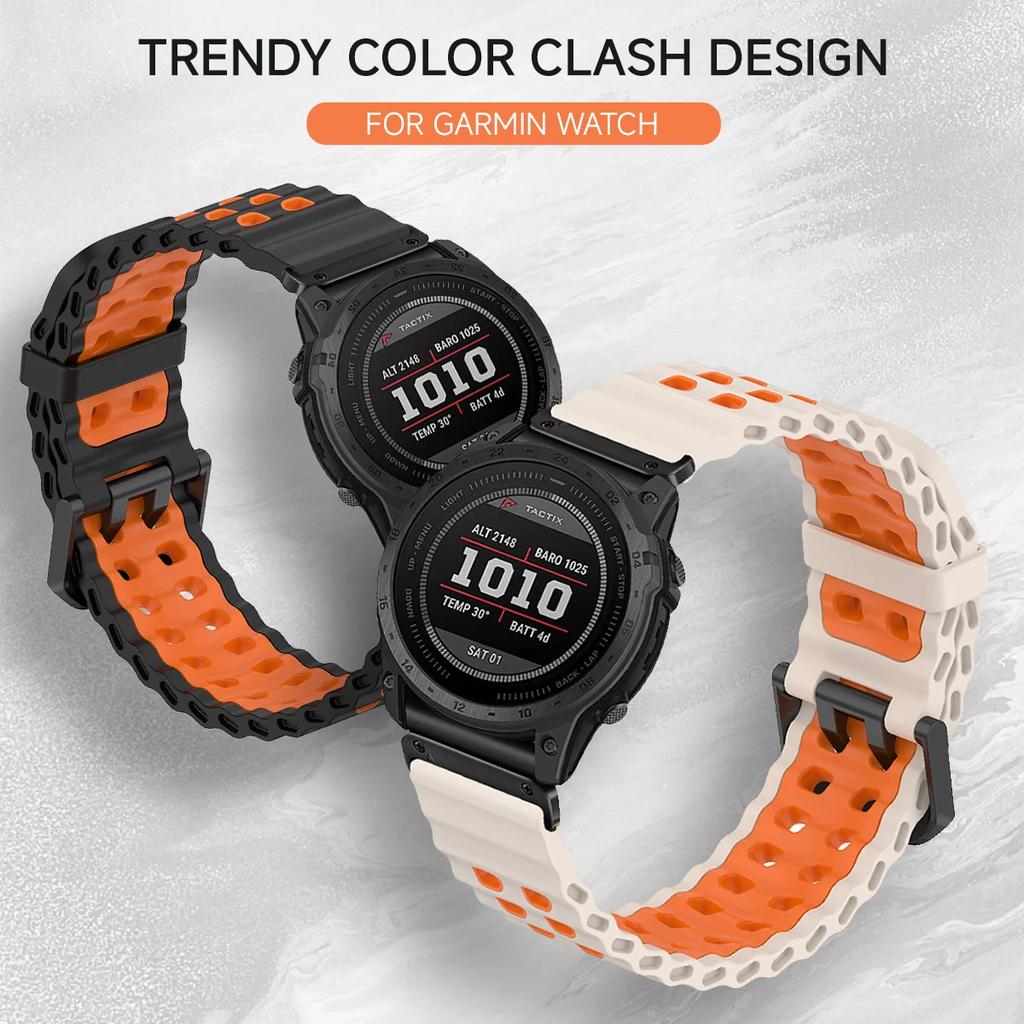 26mm Strap For Garmin Fenix 8 51mm Sport Silicone Wristband for Garmin Fenix 7XPro Instinst 3 Instinct 2X Solar Enduro 3 2 Band