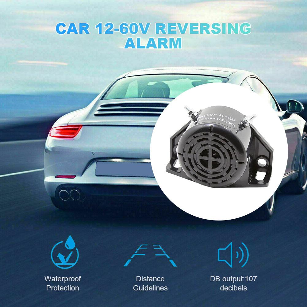 12-60V Decibel Backup 107dB Sound Warning Alarm IPX6 Waterproof Car Horn Reversing Horn for Vehicle Reversing Reminder