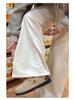 Women's Off-White Fleece-Lined Wide-Leg Pants, Autumn/Winter, Relaxed Fit, Casual, Good Drape, Straight Leg, Glutinous Rice Air Pants