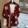 Stylish Polka Dot Knitted Scarf Women Warm Winter Wrap Elegant Shawl With Short Fringe 76x210cm