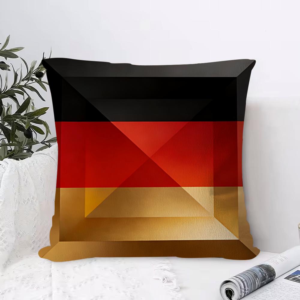 Germany Ger Flag Cushion Cover 1 Piece Short Plush Pillowcase, Soft And Washable, Mostly Used For Sofa, Car