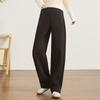 Women's Off-White Cashmere Wide-Leg Wool Pants - Autumn/Winter 2025, Cropped, Thickened, Loose Fit, Fleece-Lined, Straight-Leg Style.