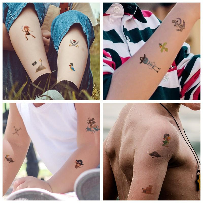 Children's Pirate Cartoon Waterproof Temporary Tattoo Stickers for Face & Arm - Fun Party Collection