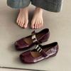 French gentle style leather shoes Mary Jane evening shoes summer word belt heightening soft leather grandma shoes wedge heel single shoes