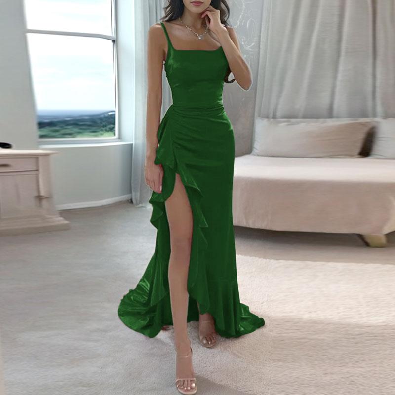 

ZANZEA Women Party Sleeveless Waist Satin Ruffle Hem Suspender Dresses XL