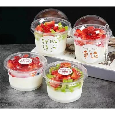 Premium Disposable Durable Material Salad Cup Transparent Plastic Dessert Cups Bowls Container Dome/Flat Lids Used For Ice Cream Cupcake 50/100Pcs 2