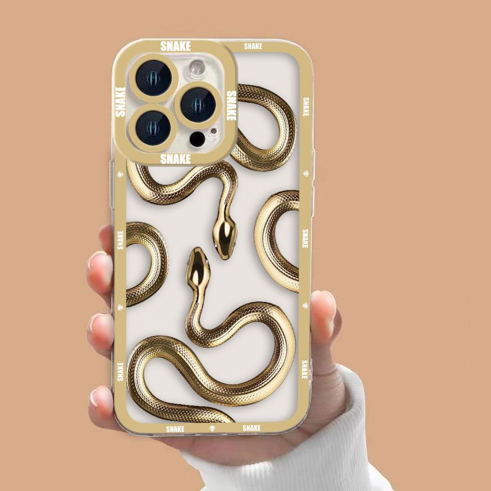 Black Purple Red Gold Snake Cover Clear Phone Case For Redmi Note 15 14 13 12 12S 11 11T 11S 10 9 10S 9S 8 Pro Plus Case Shell