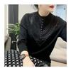 2023 Trendy Loose Long-Sleeve Women's Top with Half-High Collar