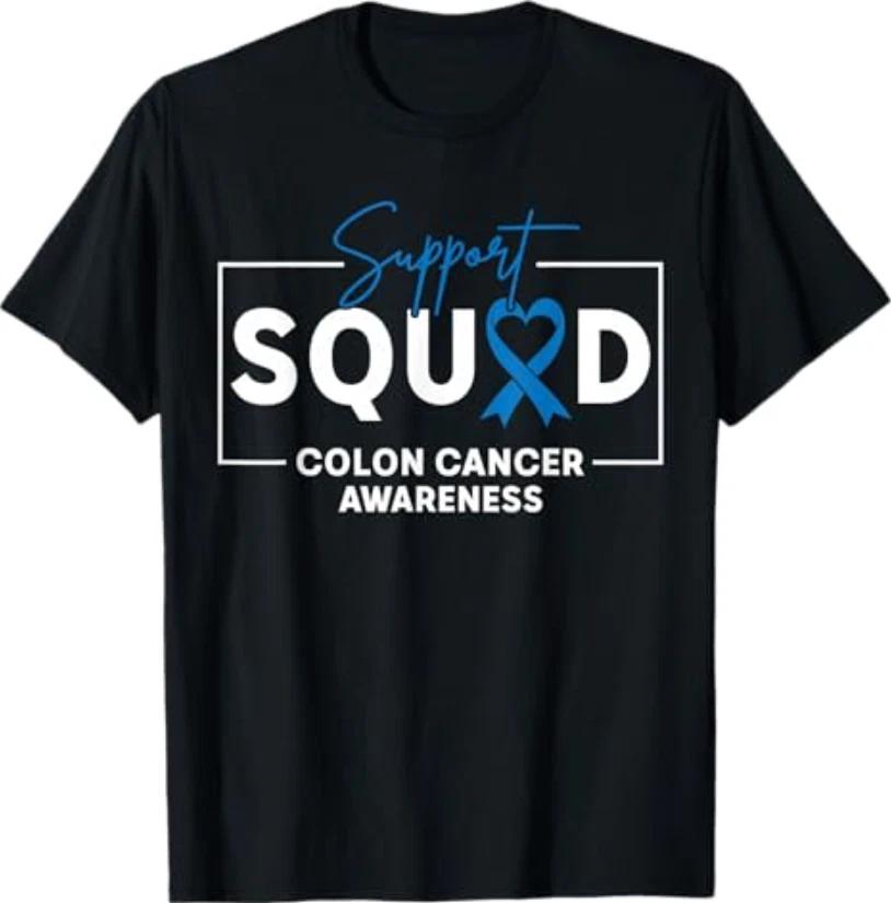 

Support Squad Colorectal Colon Cancer Awareness Blue Ribbon T-Shirt S