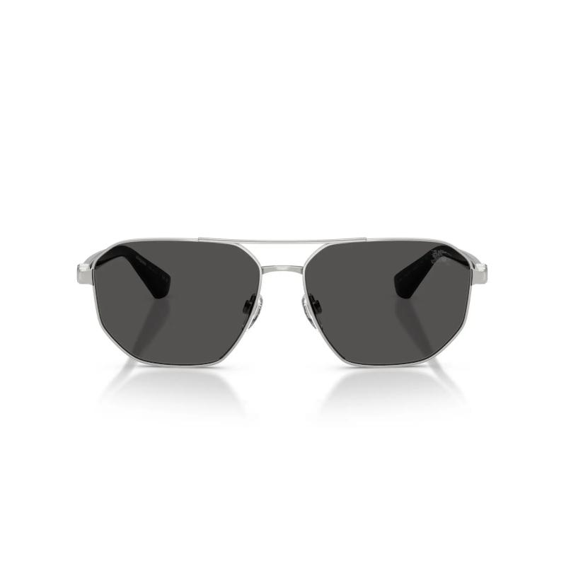 Burberry 3166 Metal Alloy Pilot Sunglasses Unisex Sunglasses Black Silver 0BE3166-100587