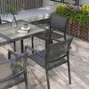 Seven Piece Casual Outdoor Dining Set With Wood Effect Table Grey