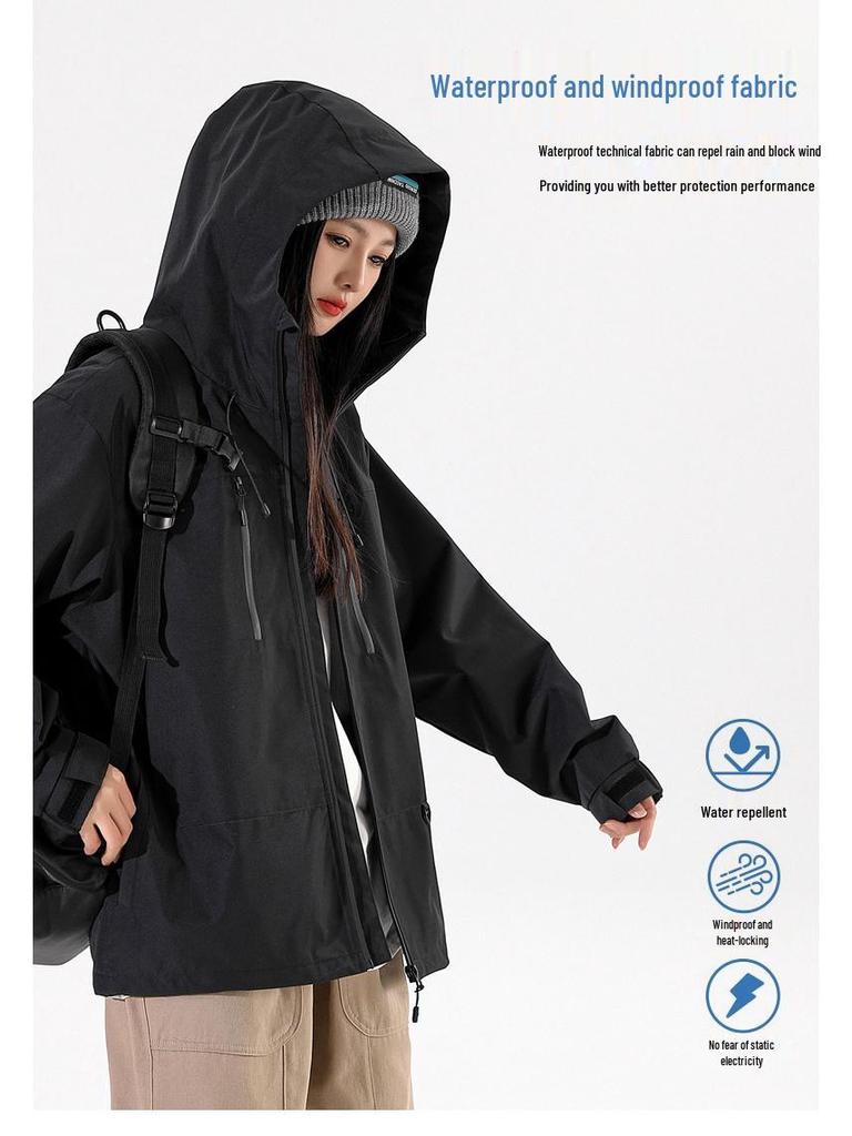 Spring & Autumn Unisex Windproof Mountaineering Jacket - Trendy, Loose-Fit, Water-Repellent Outdoor Windbreaker