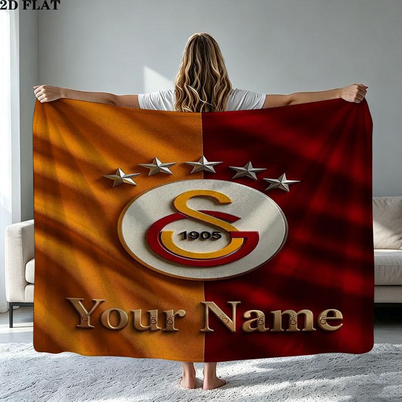1PC Galatasaray S Custom Name Patterned Flannel Blanket Suitable For All Seasons for Home Decor Warmth and Comfort Gifts Holiday Present