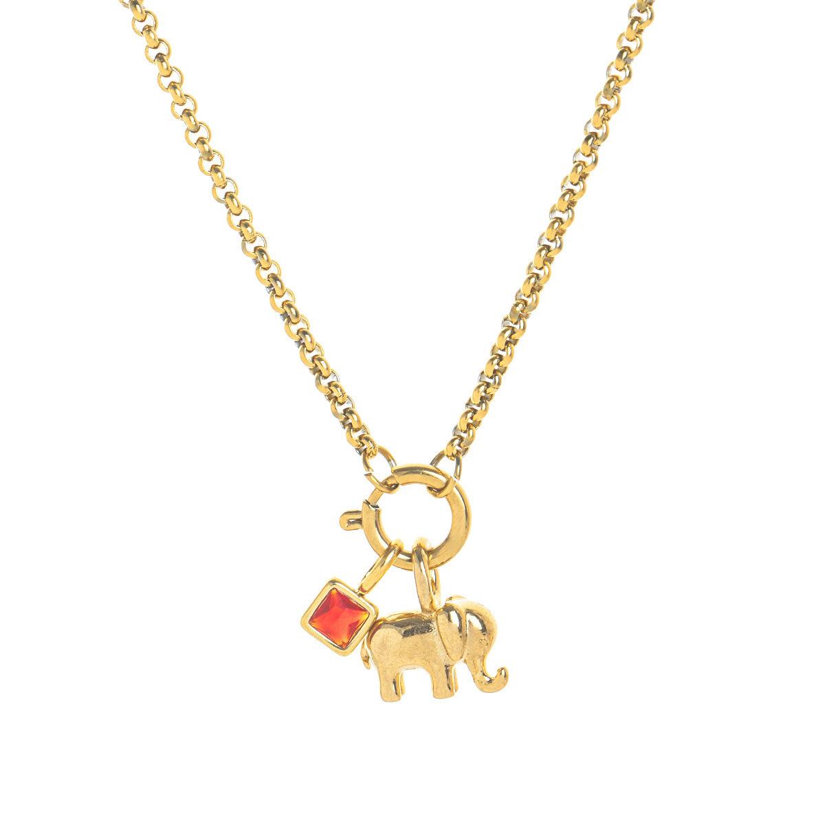 Gold Color Pendant Animal Pearl Collarbone Chain Mushroom 18K Pendant Stainless Steel Diy Zircon Necklace