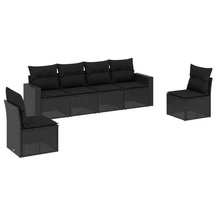 VidaXL Garden Lounge Set 6 Pcs with Cushions Black Braided Resin 3251142