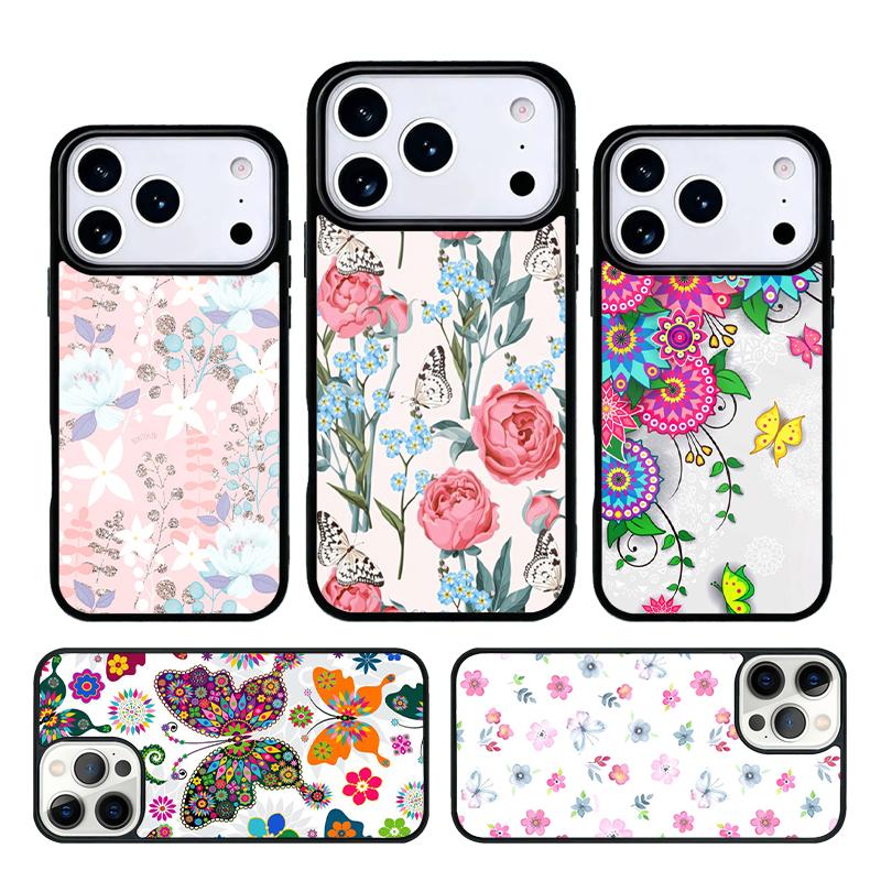 BUTTERFLY FLORAL PATTERN COLLECTION Phone Case Cover for IPhone 11 12 13 14 15 16e 17 Pro Max Coque for IPhone 17 Air