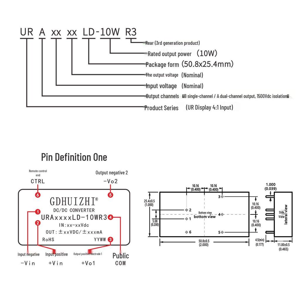 URA2405LD-10WR3 DCDC Voltage Regulator: 24V to Dual 5V Isolated Industrial Control Module