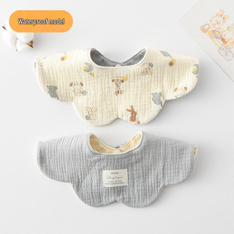 Dwustronny, wodoodporny śliniaczek dla niemowląt w stylu koreańskim z płatkami, wykonany w 100% z gazy bawełnianej