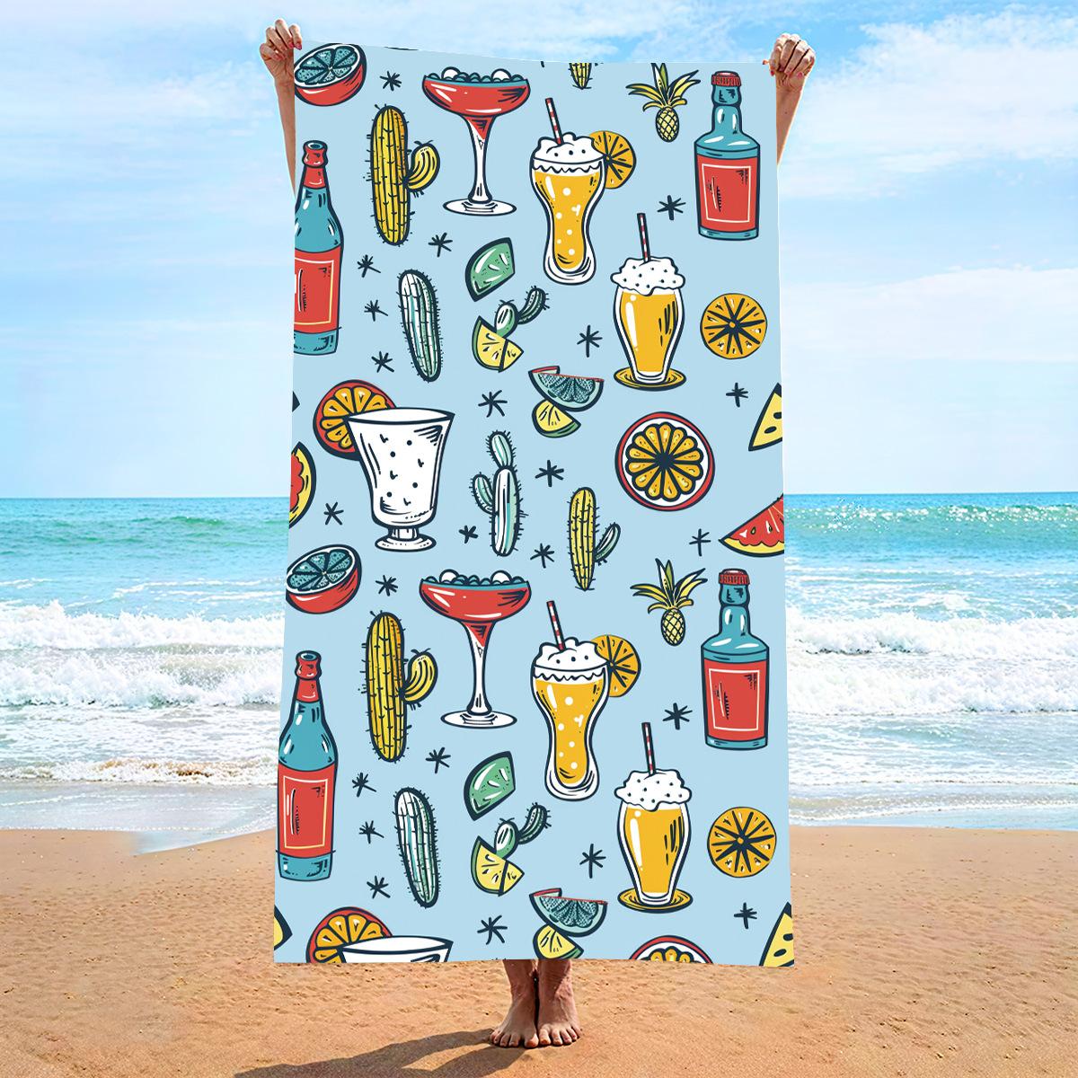

New, double-sided velvet beach towel quick-drying sports towel printed bath towel [Spot sale]