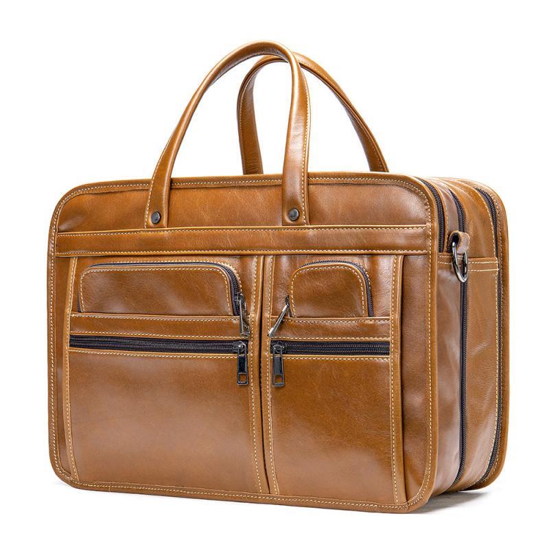 Мужской деловой портфель Lishen из натуральной кожи