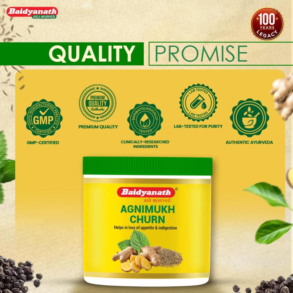 Baidyanath Agnimukh Churna 50 g Ayurvedic Digestive Aid for Indigestion, Bloating, and Appetite Support Herbal Powder