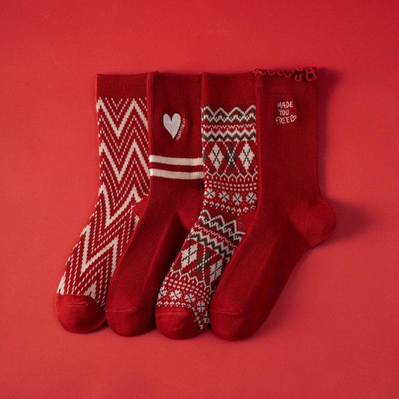 Embroidered Pink Cat Socks College Style Casual Versatile Style Pure Cotton Short Socks